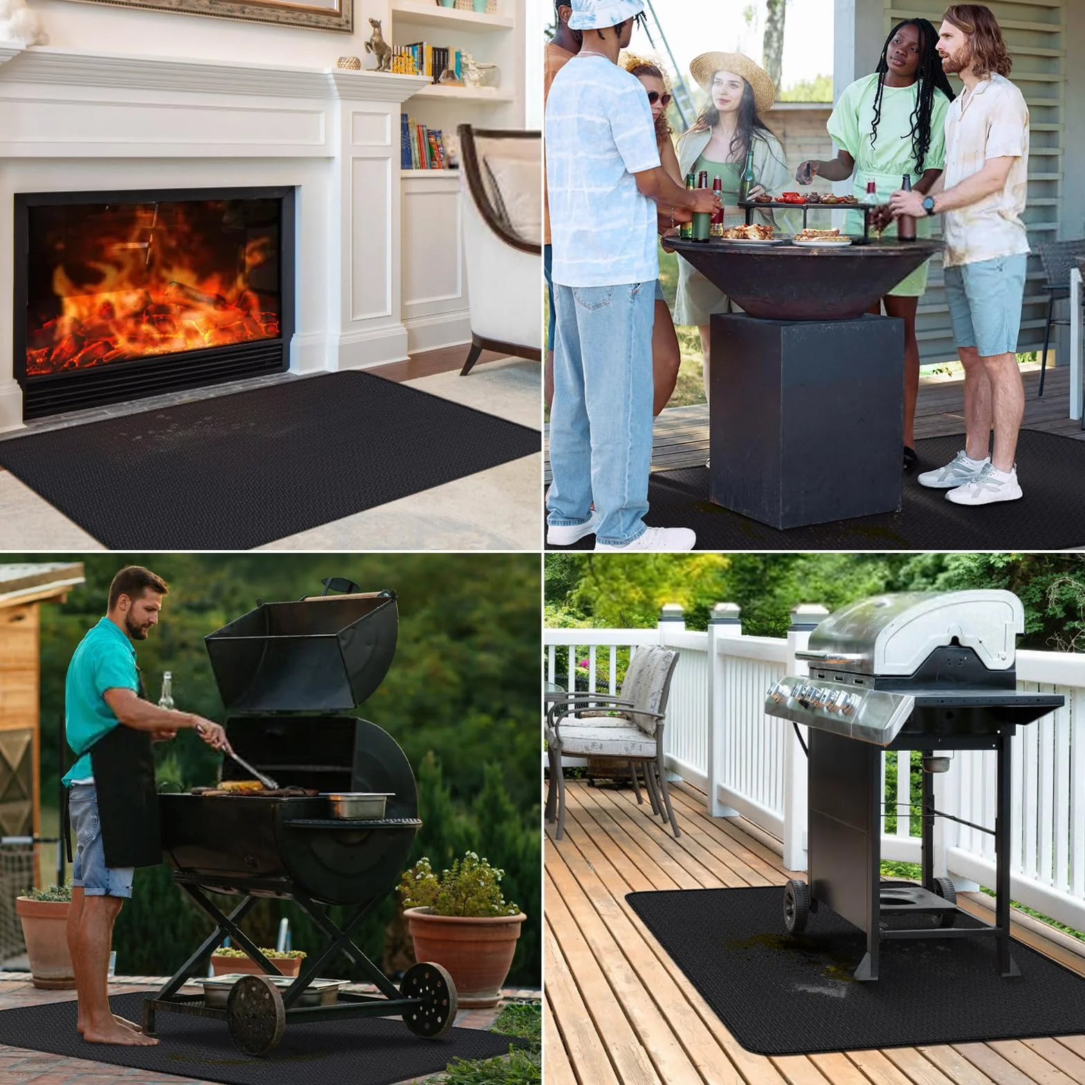 Tapis ignifuge anti-chaleur pliable 100x150 cm protection sol pour barbecue