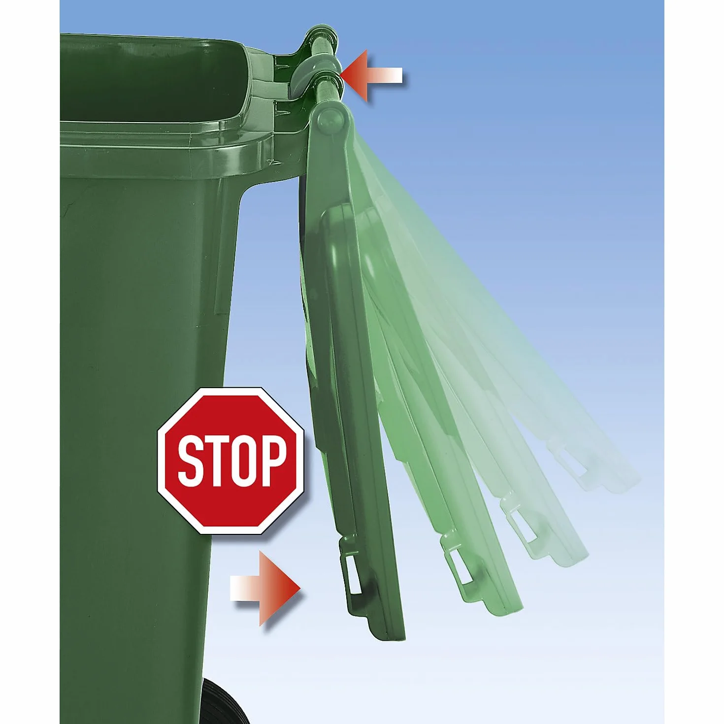 Eurokraft Pro Poubelle plastique DIN EN 840 120 L 505x1005x555 mm vert