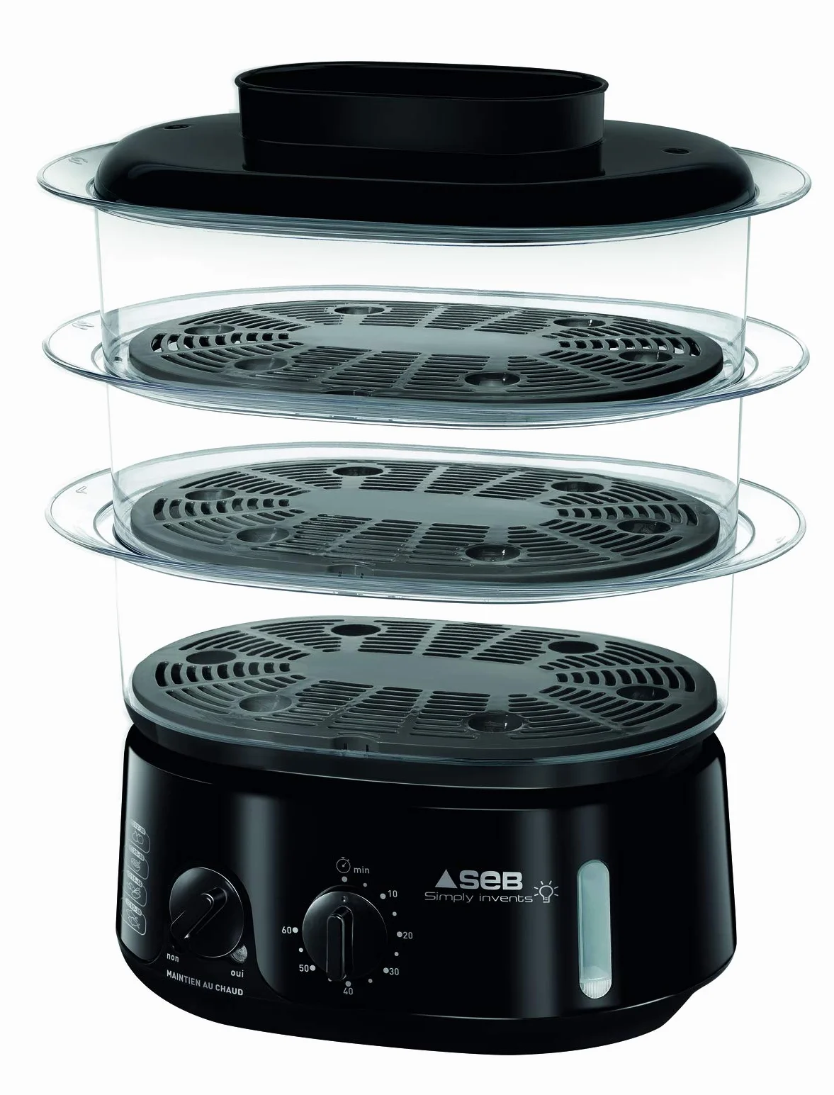Seb Simply Invents Cuiseur Vapeur 3 bols Capacité modulable Noir VC110800