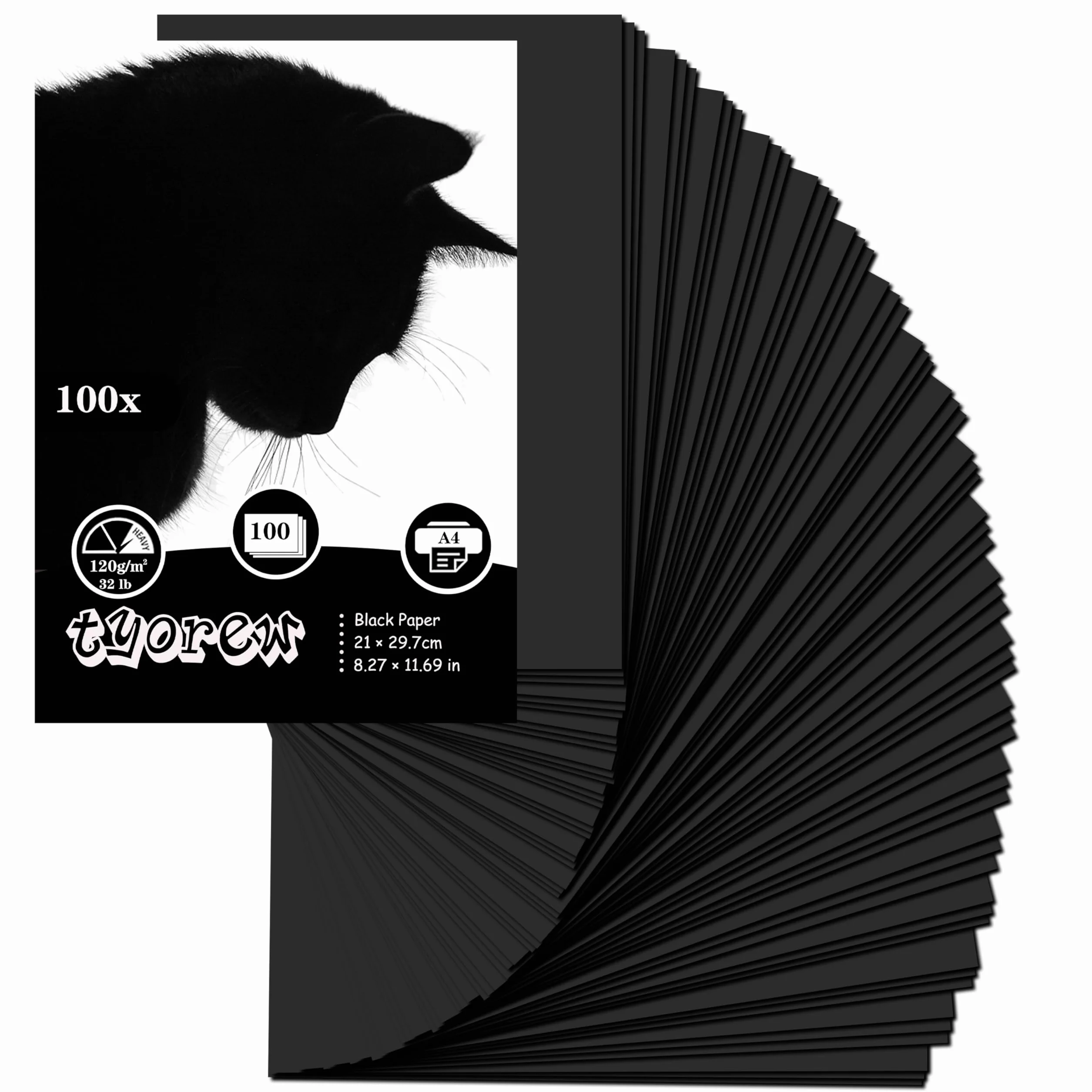 Papier cartonné noir A4 120 g/m² 100 feuilles pour origami scrapbooking