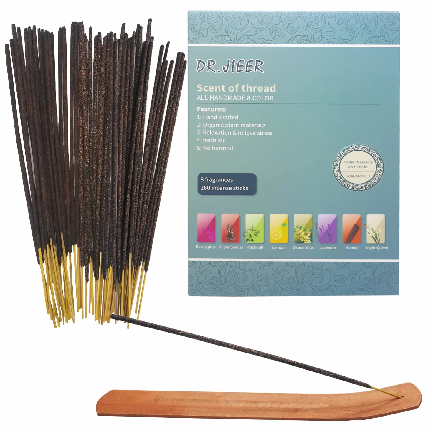 Encens Lavande Patchouli Bois de Santal 160 bâtons Porte-bâton