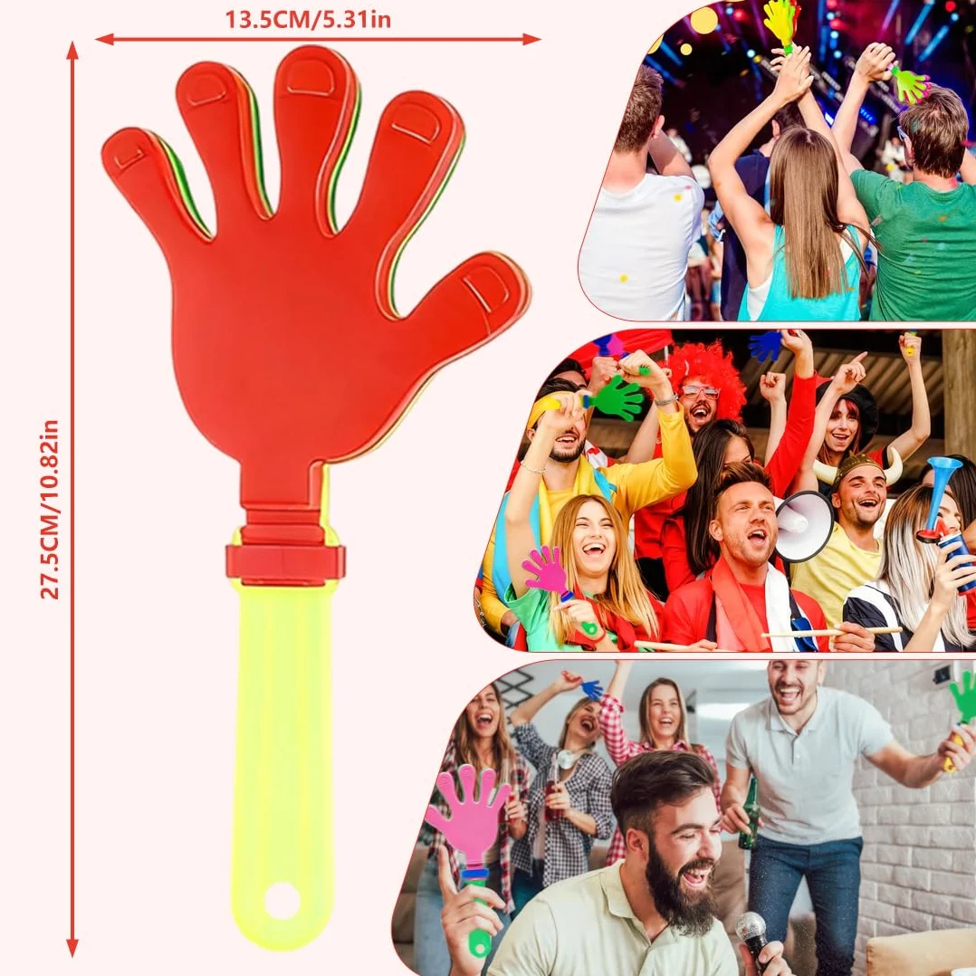 Lot de 3 Mains Claquantes en Plastique - Générateurs de Bruit pour Événements Sportifs, Concerts et Fêtes