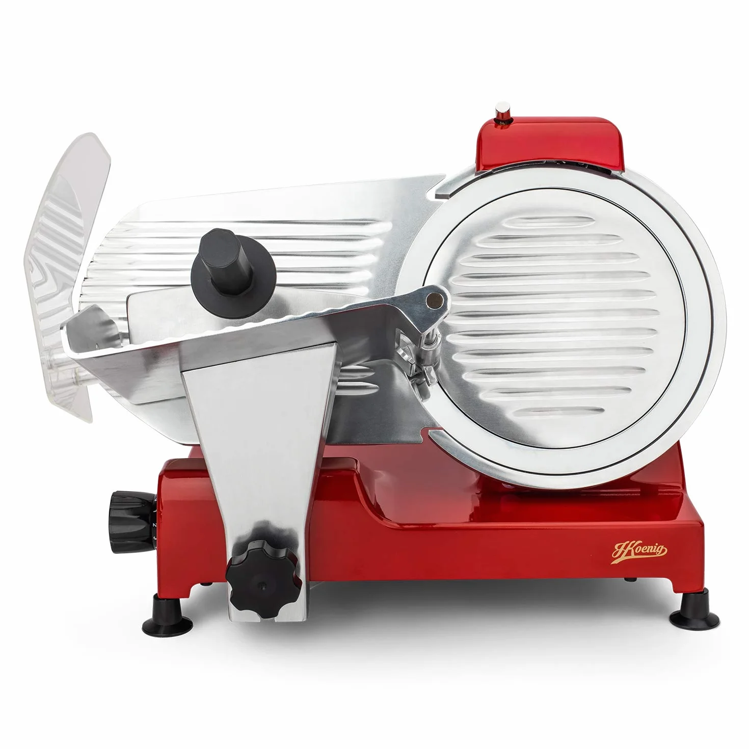 H.Koenig MSX254 Trancheuse électrique à jambon lame italienne 25 cm épaisseur 0-12 mm 282 rpm