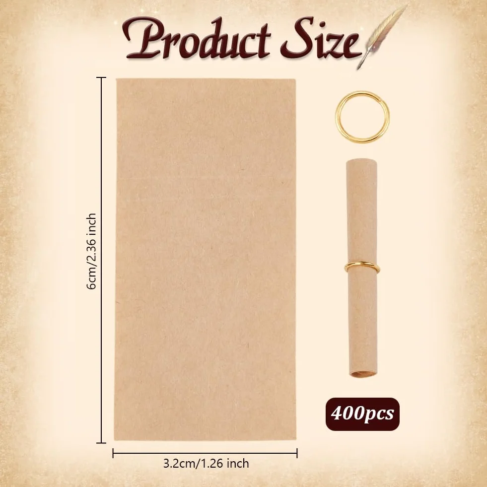 OLYCRAFT 400Pcs Mini Rouleau de Papier Vintage 60x32mm Inscriptible pour Message Saint Valentin
