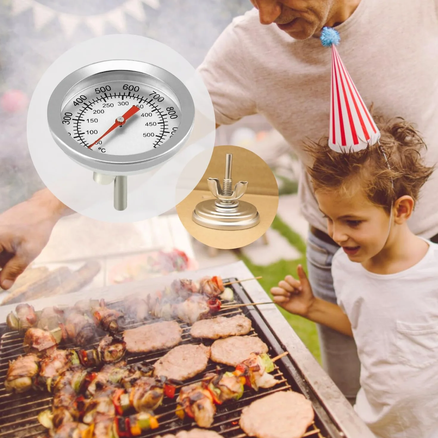 Thermomètre pour Grill à Charbon 50-600℃ Haute Température Barbecue Fumoir