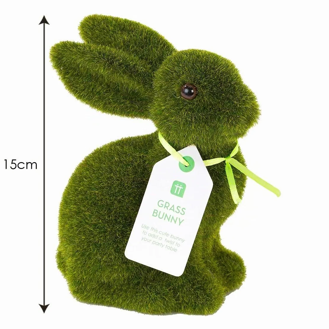 Figurine Lapin Pâques 15 cm Herbe Artificielle Mousse Décoration Table