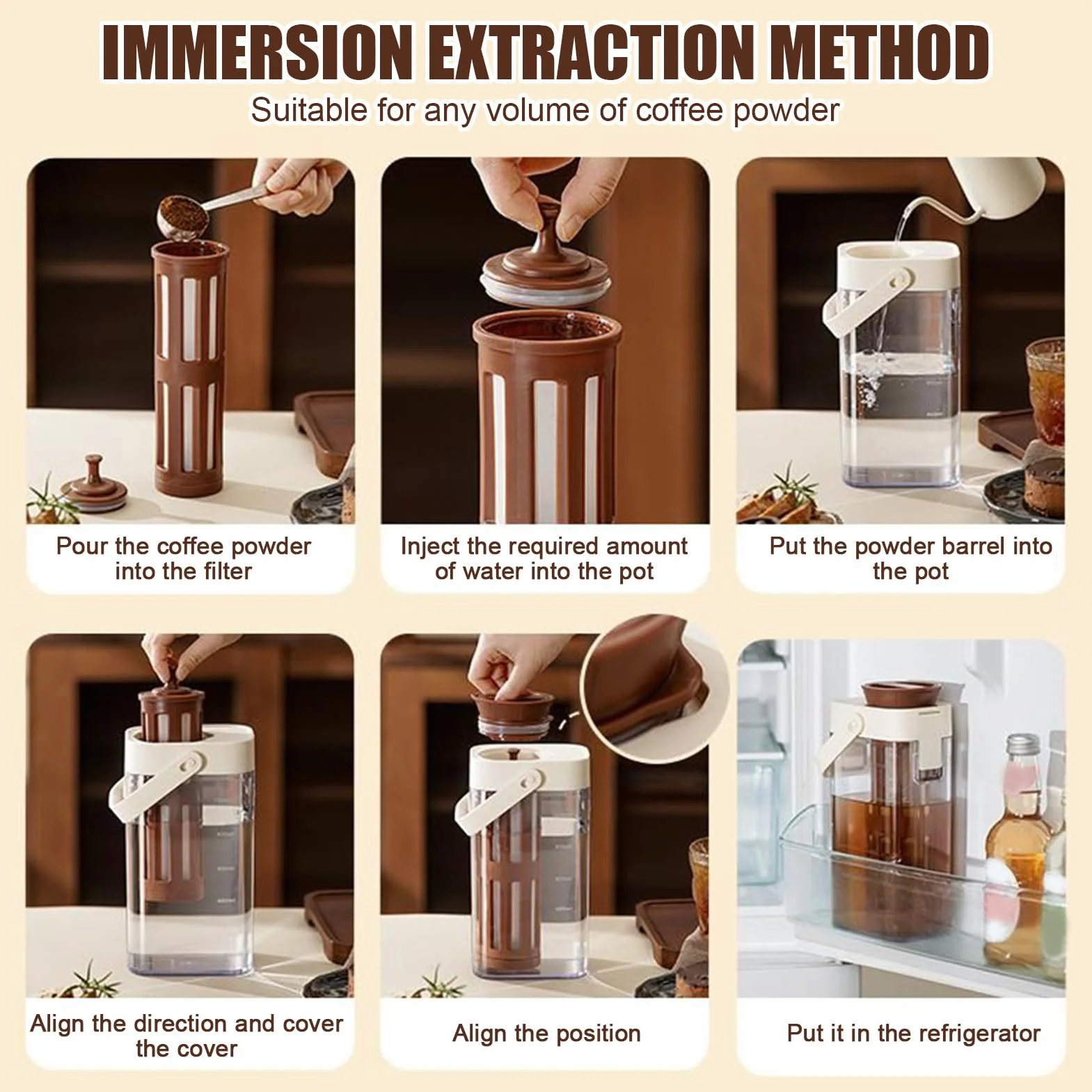 Cafetière à froid, carafe à large ouverture 23x12,6x8,9 cm pour thé glacé limonade