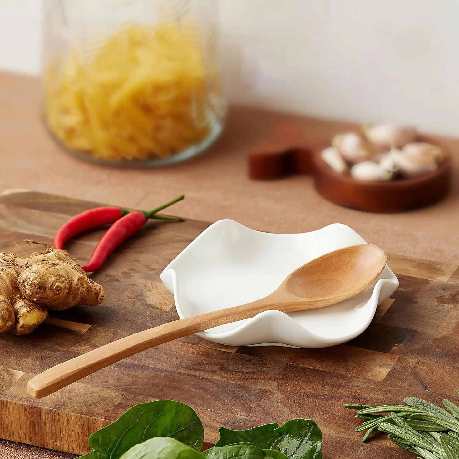 Porte-Cuillère Cuisine Céramique, Support Ustensiles Multifonction Louche Spatule