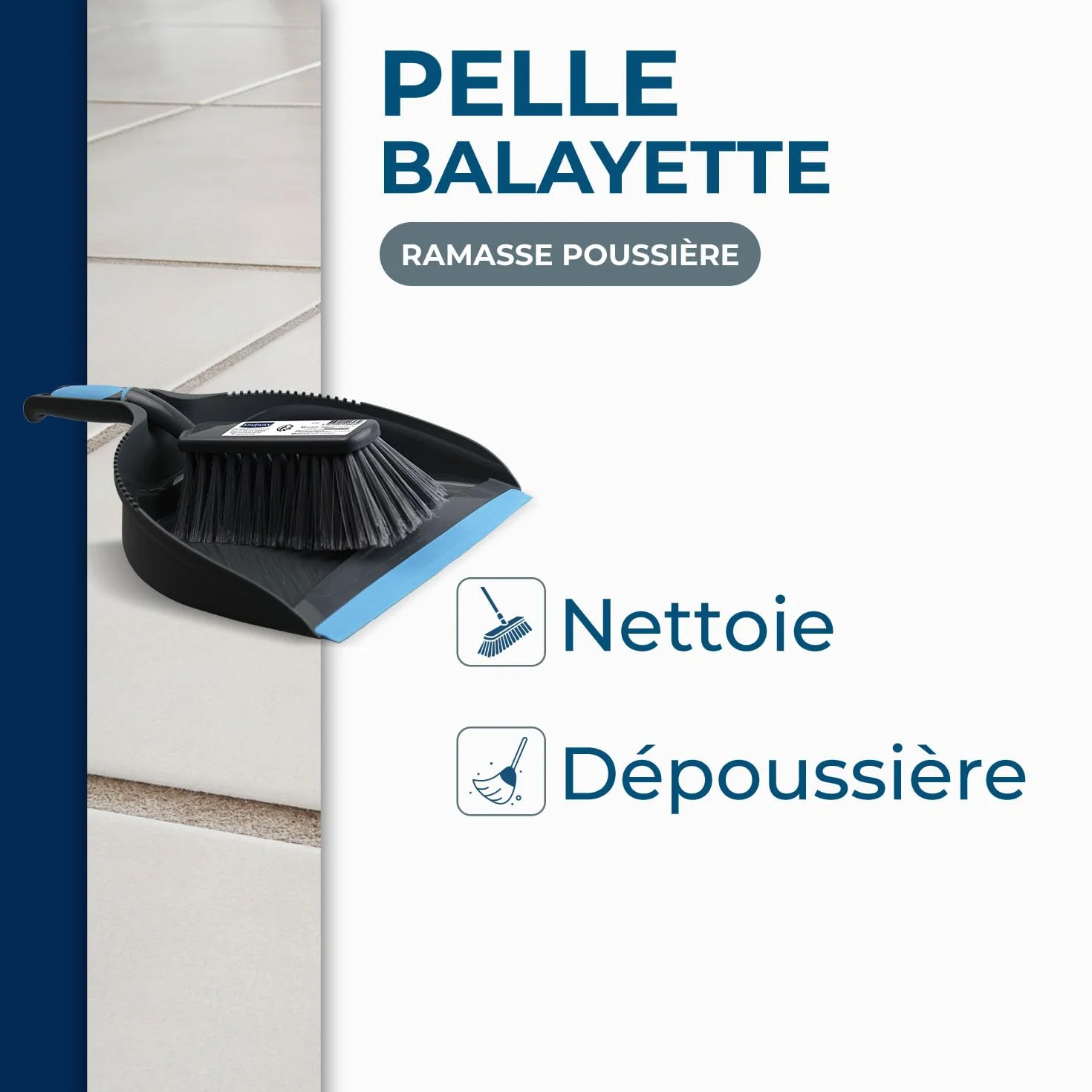 STARWAX combiné Pelle-balayette 33cm Bords crantés Fibres fleurées