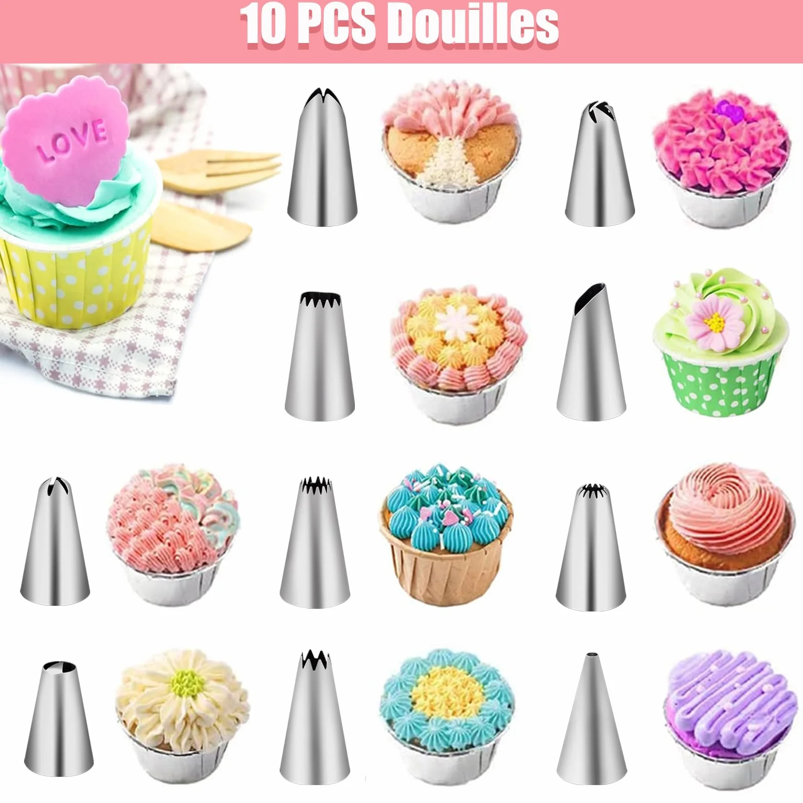 Nifogo Poche à Douille Pâtisserie 40 Pcs Kit Ustensiles à Pâtisserie