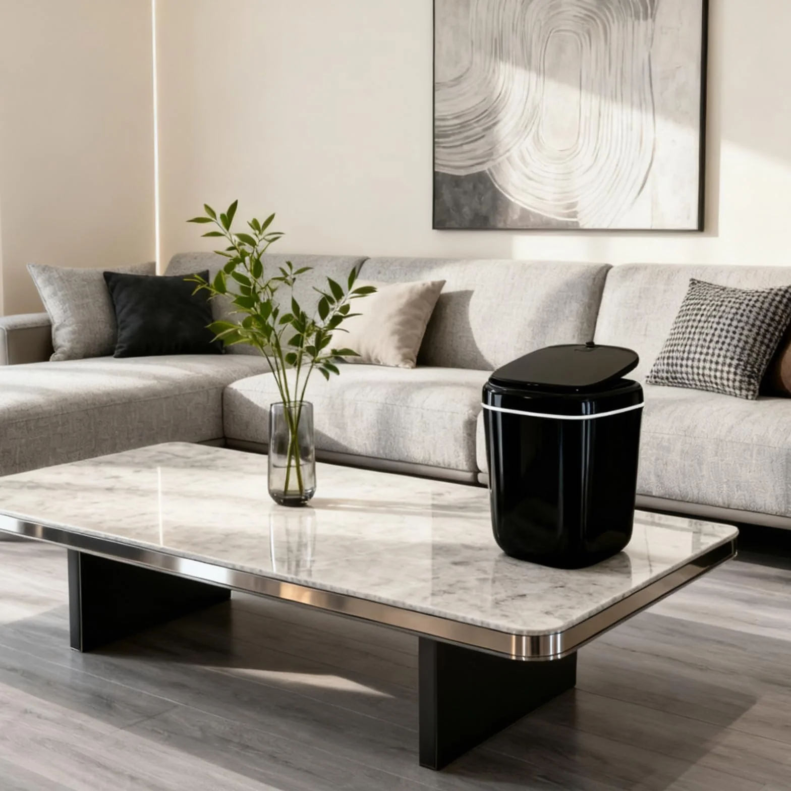 Poubelle de Table 2.4L avec Couvercle pour Bureau Salle de Bain
