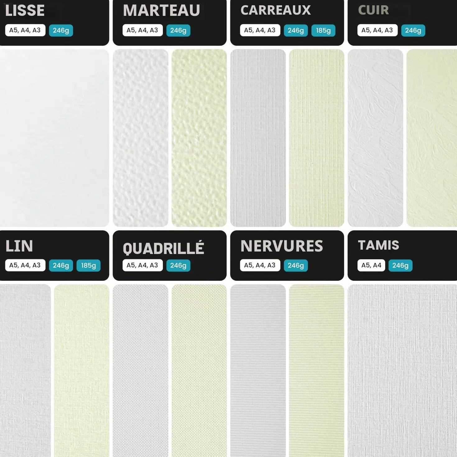 Netuno papier cartonné gaufré blanc A4 210x297mm 185g Elfenbein pour bricolage cartes d'invitation