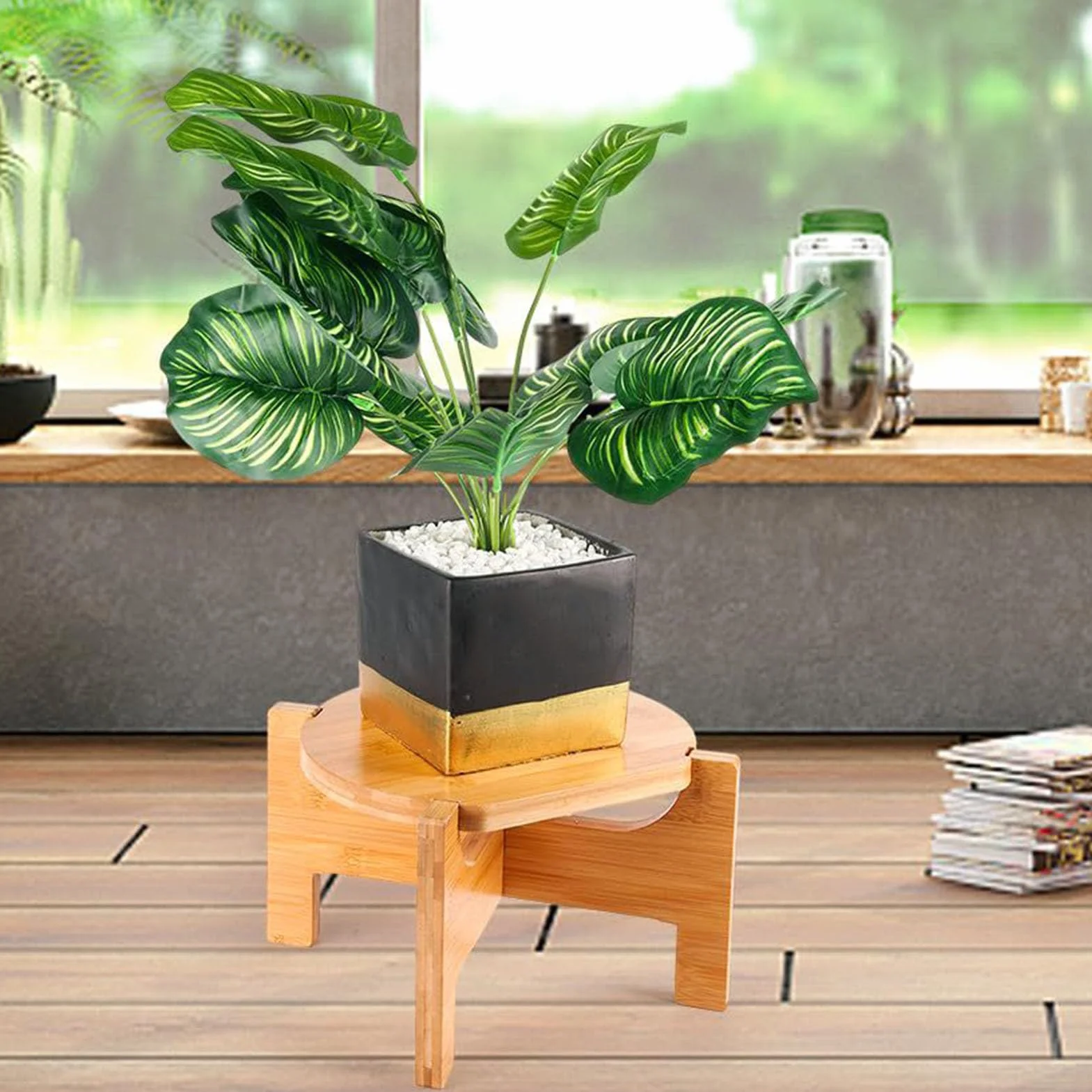 Support Distributeur De Boissons Socle Bois Pour Fontaine Robuste Table Cuisine Accessoire Comptoir Pichet