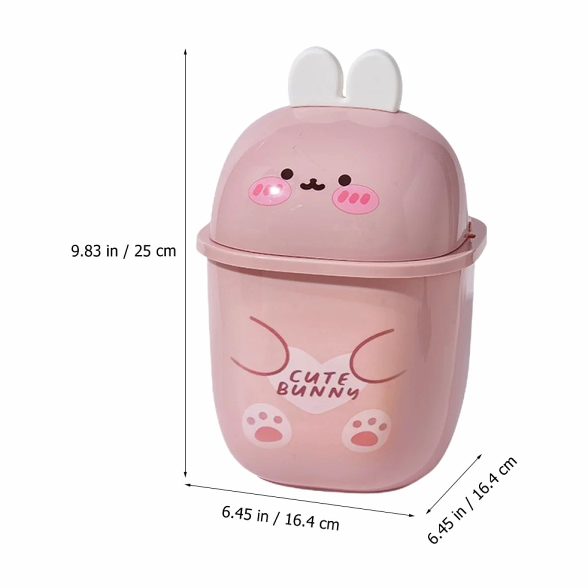 Mini Poubelle de Table en Plastique avec Couvercle, Forme Lapin, Résistante à l'Usure et aux Odeurs