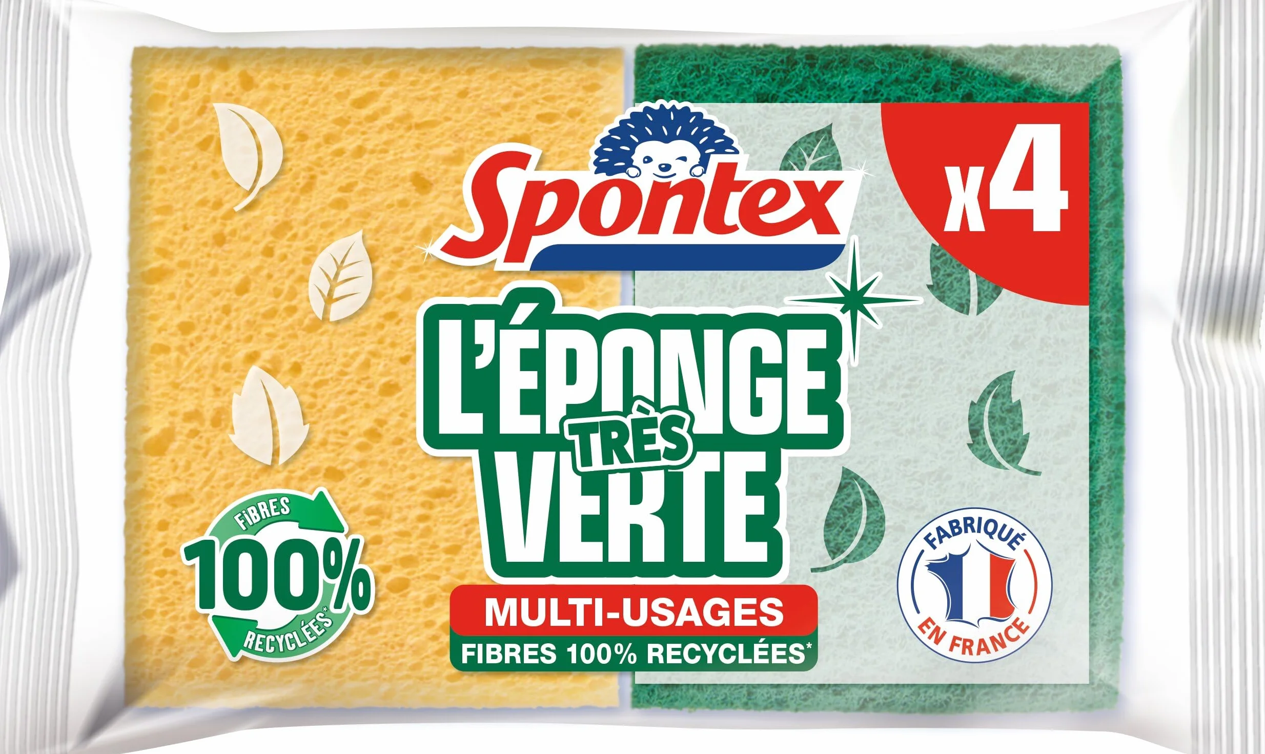 Spontex Éponge Verte 4 Éponges Grattantes Économique