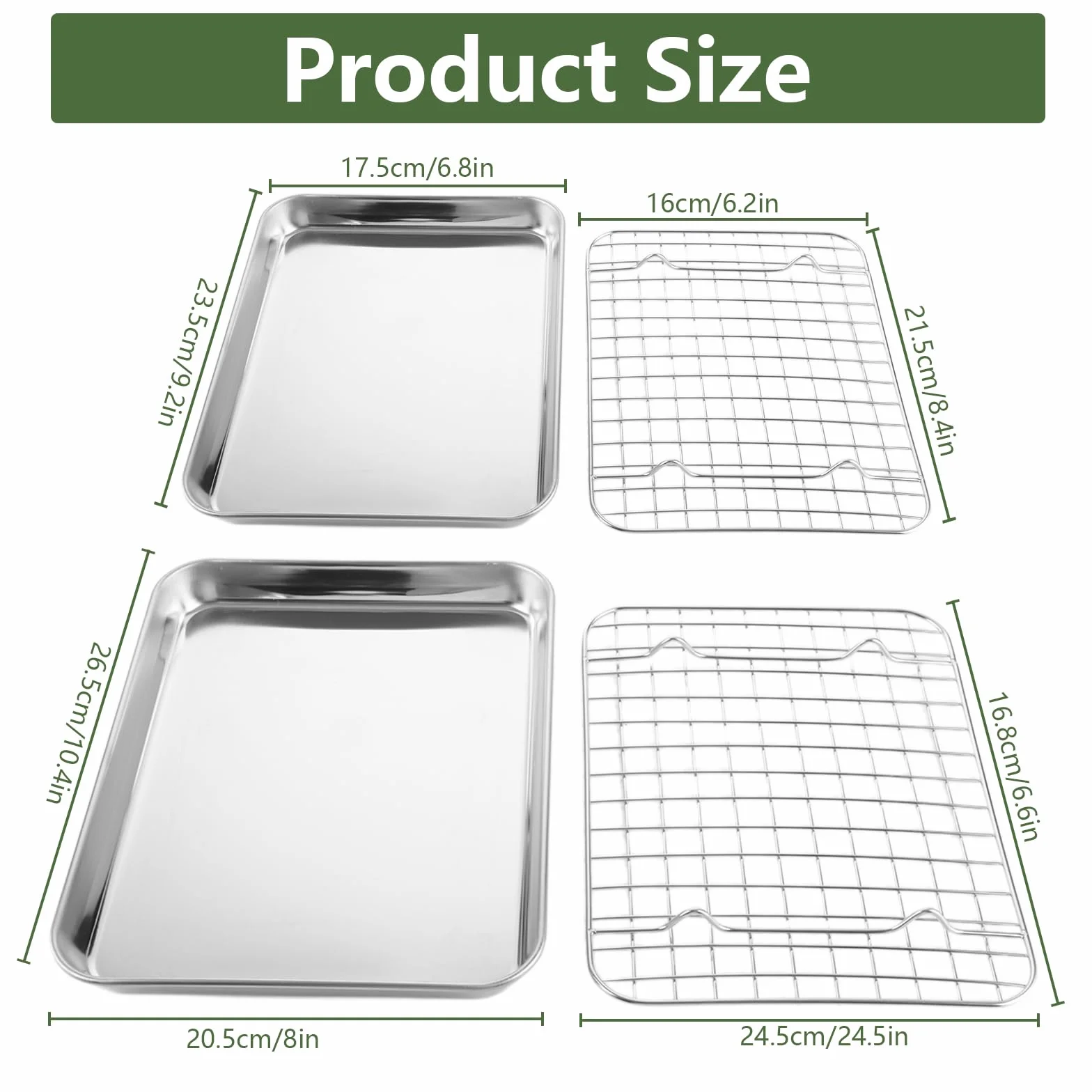 JMIATRY Lot de 2 Plaque De Cuisson Avec Grille 26.5 x 20.5cm
