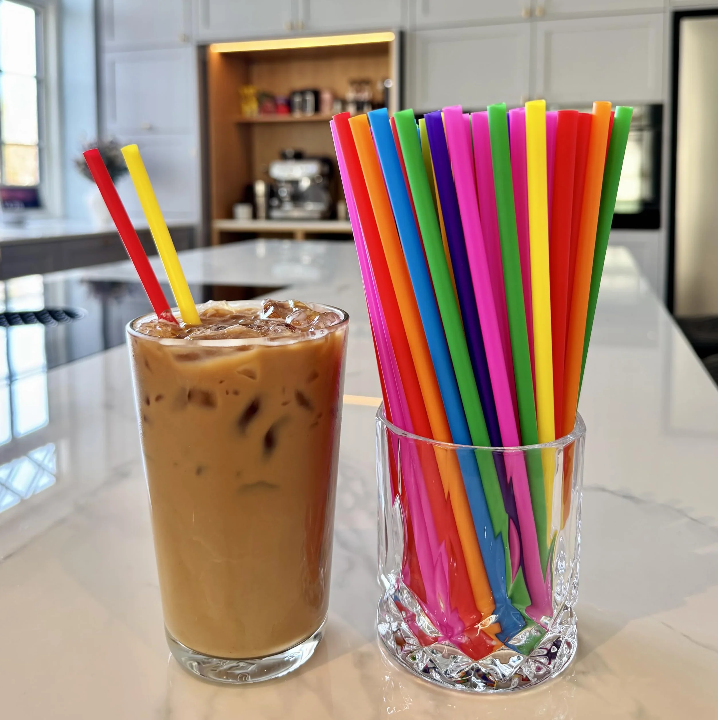 Pailles Réutilisables Colorées 21 cm 6 mm pour Cocktails Lait Jus Thé