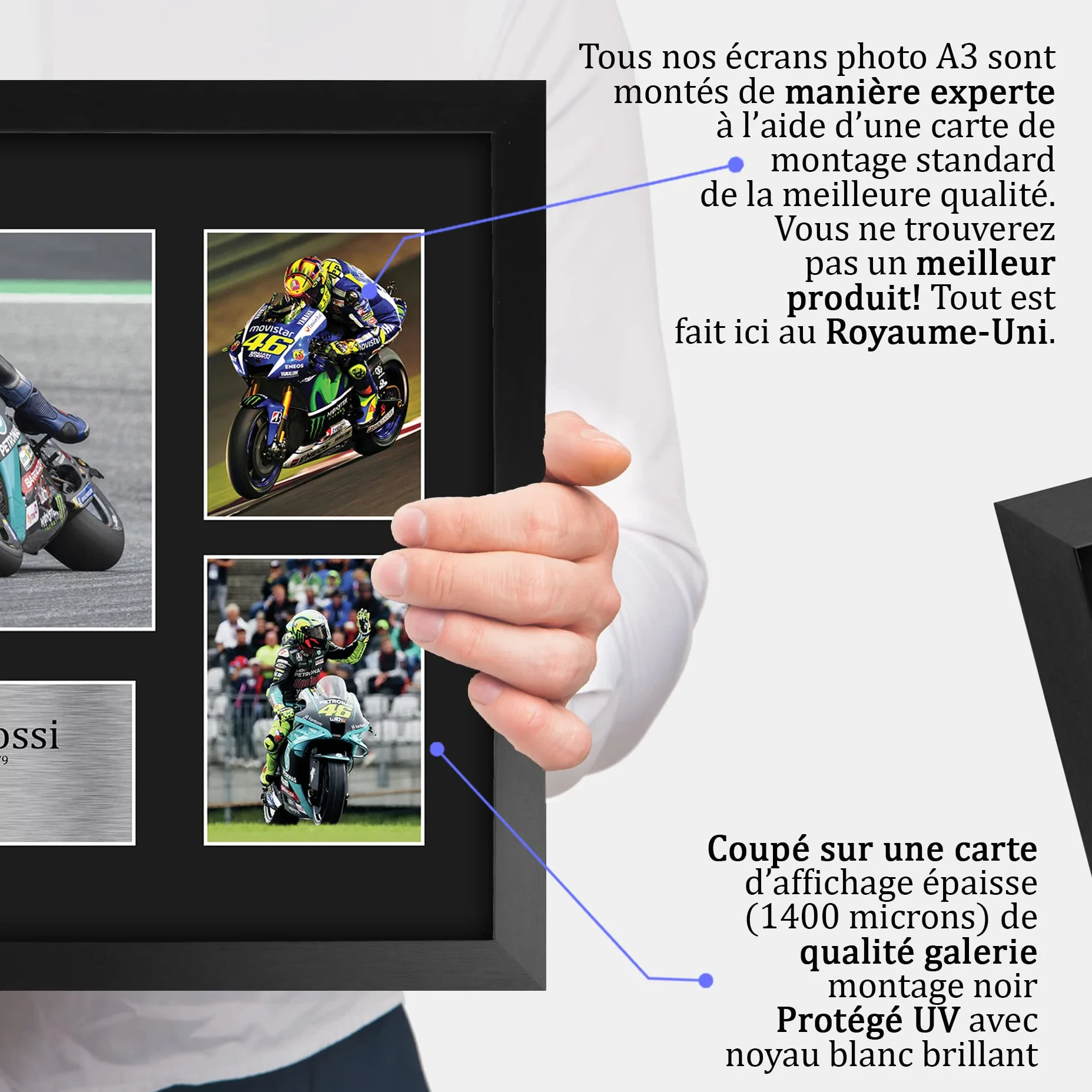 Valentino Rossi A3 Cadre Photo Autographe Signée MotoGP