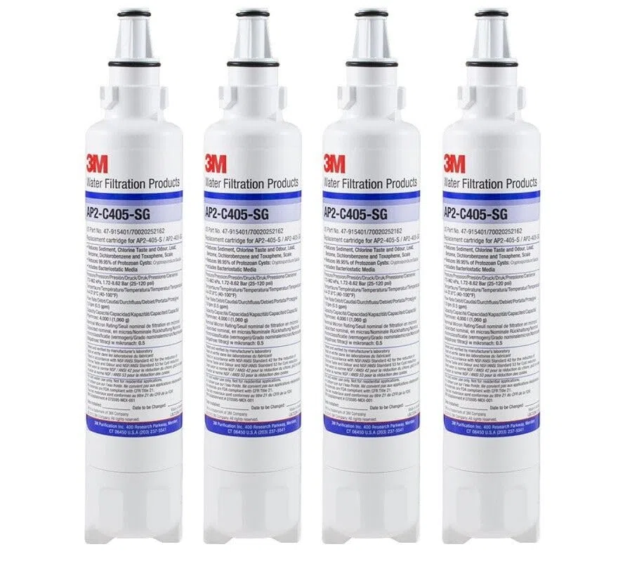 Lot de 4 cartouches filtrantes de rechange 3M AP2-C405-SG - Qualité de l'eau améliorée pour chaudières à eau, refroidisseurs d'eau, sous évier, machines à café (marque Cool Products )