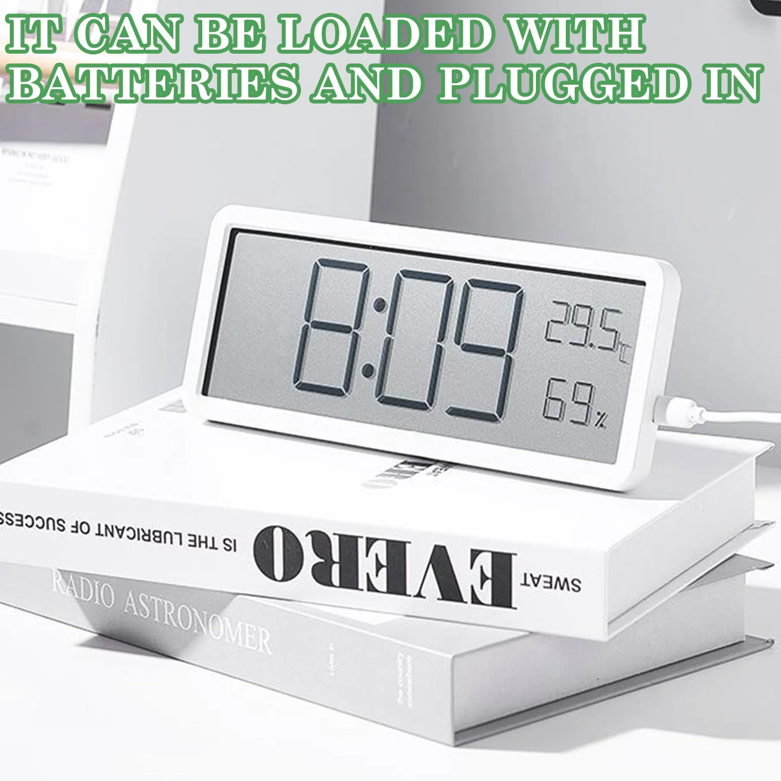 Horloge Numérique BORDEAG avec Température et Humidité, Date, pour Salon Chambre Bureau