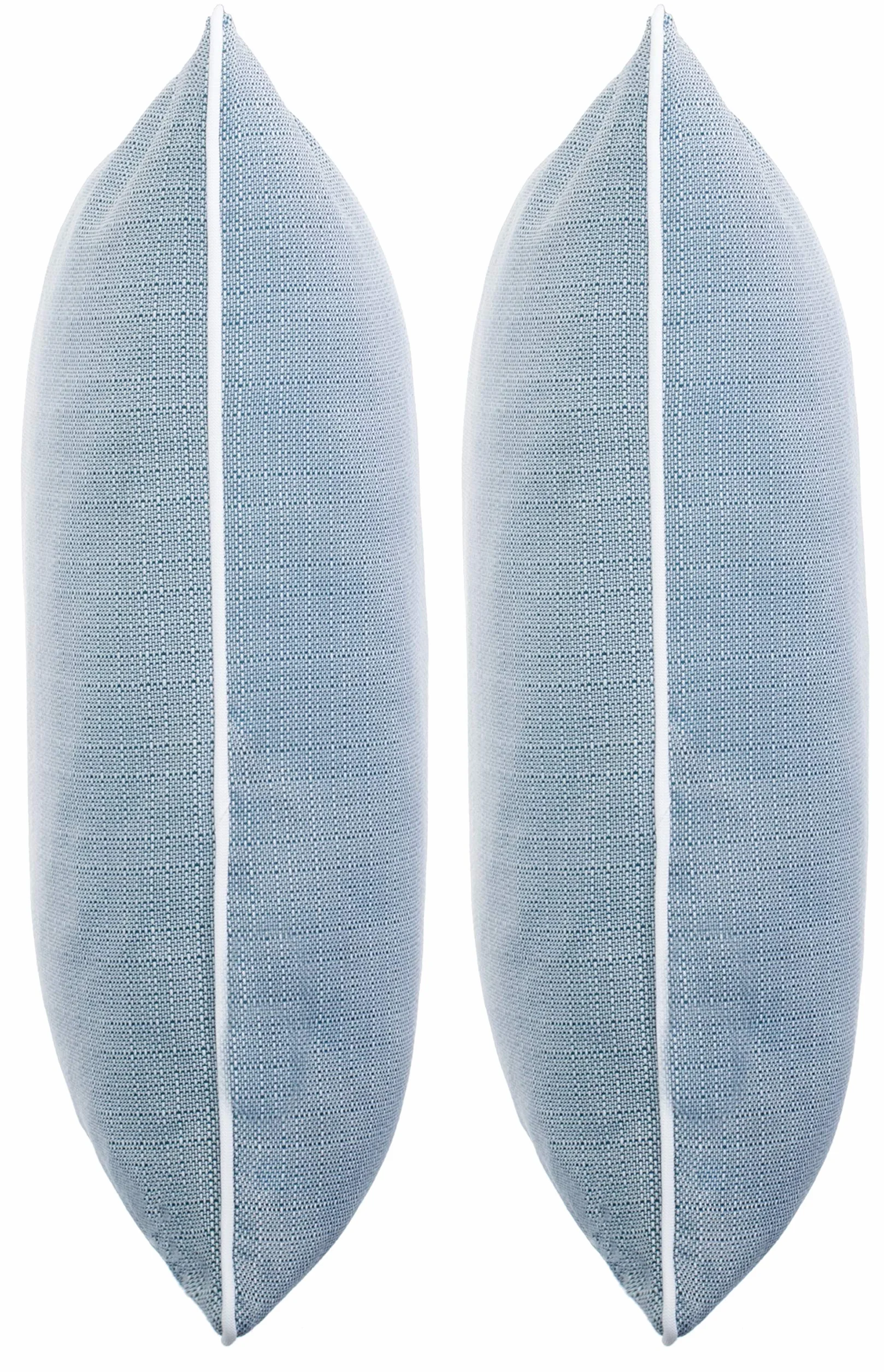 Coussins d'extérieur 45x45 cm Imperméables Lin Passepoil Bleu Lot de 2