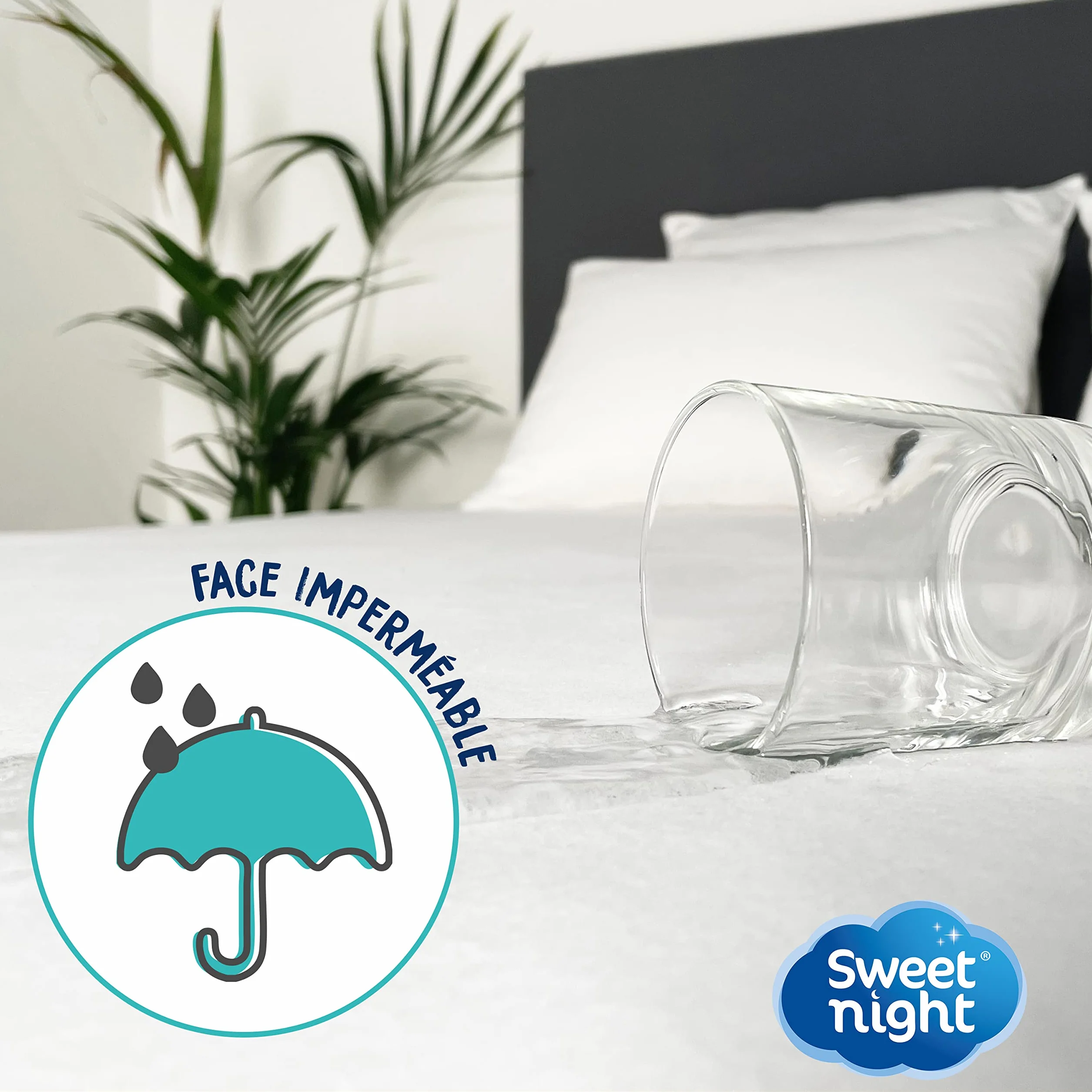 Protège-Matelas Imperméable 140x190 cm Lavable Oeko-Tex Alèse Drap-Housse Bonnet 27 cm SWEET NIGHT