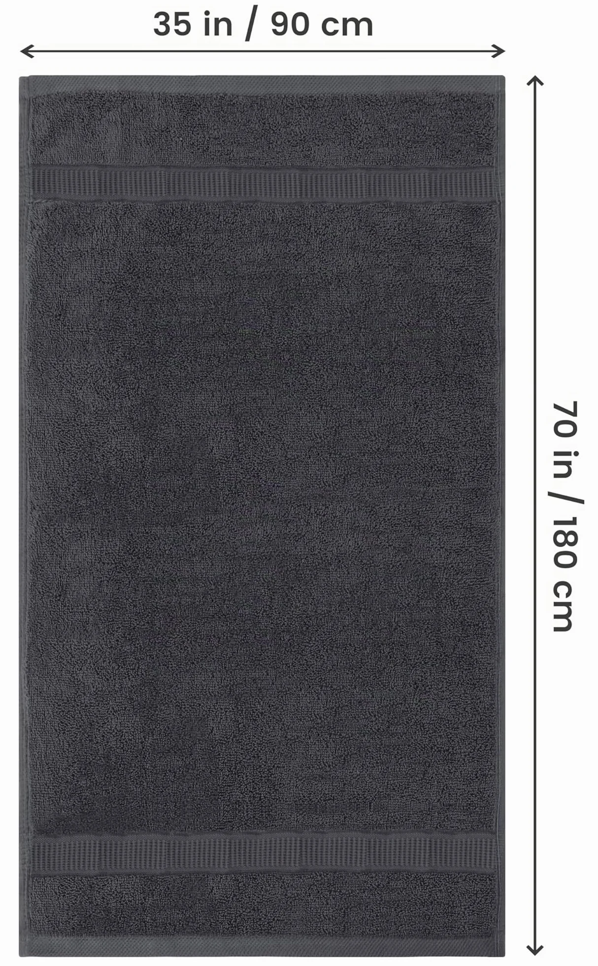Utopia Towels Drap de Bain géant 2 pièces 100% Coton filé à Anneaux 90 x 180 cm Gris