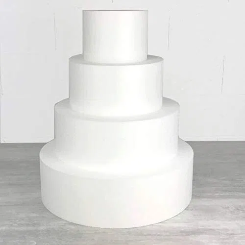 Lealoo Pièce montée Wedding Cake, Haut. 80 cm, Base Ø 50cm à 20cm, 4 disques de 20cm de Haut, Polystyrène Haute densité