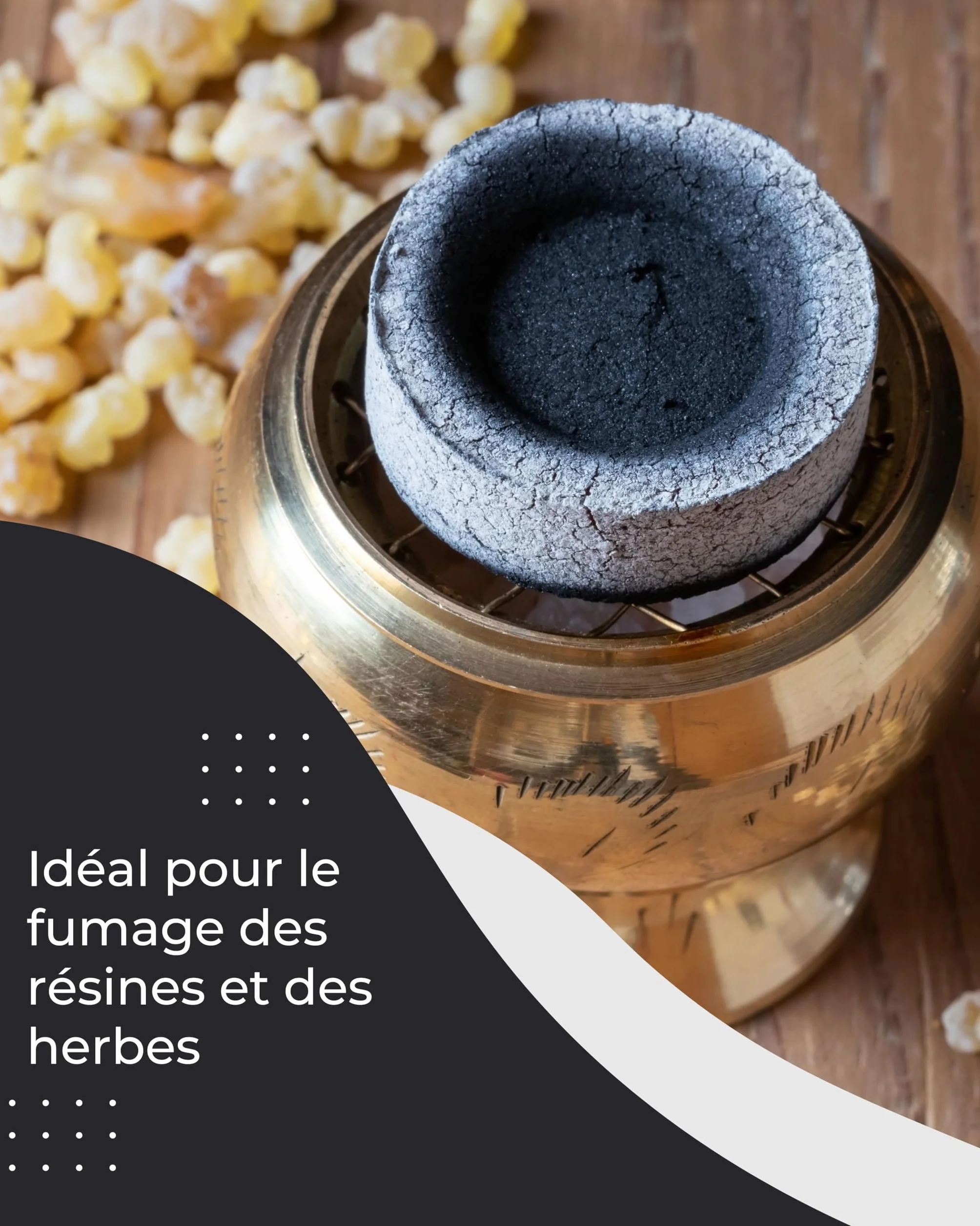 Charbon Bois qualité supérieure Lot de 10 comprimés - Accessoires Fumage pour encens et résine