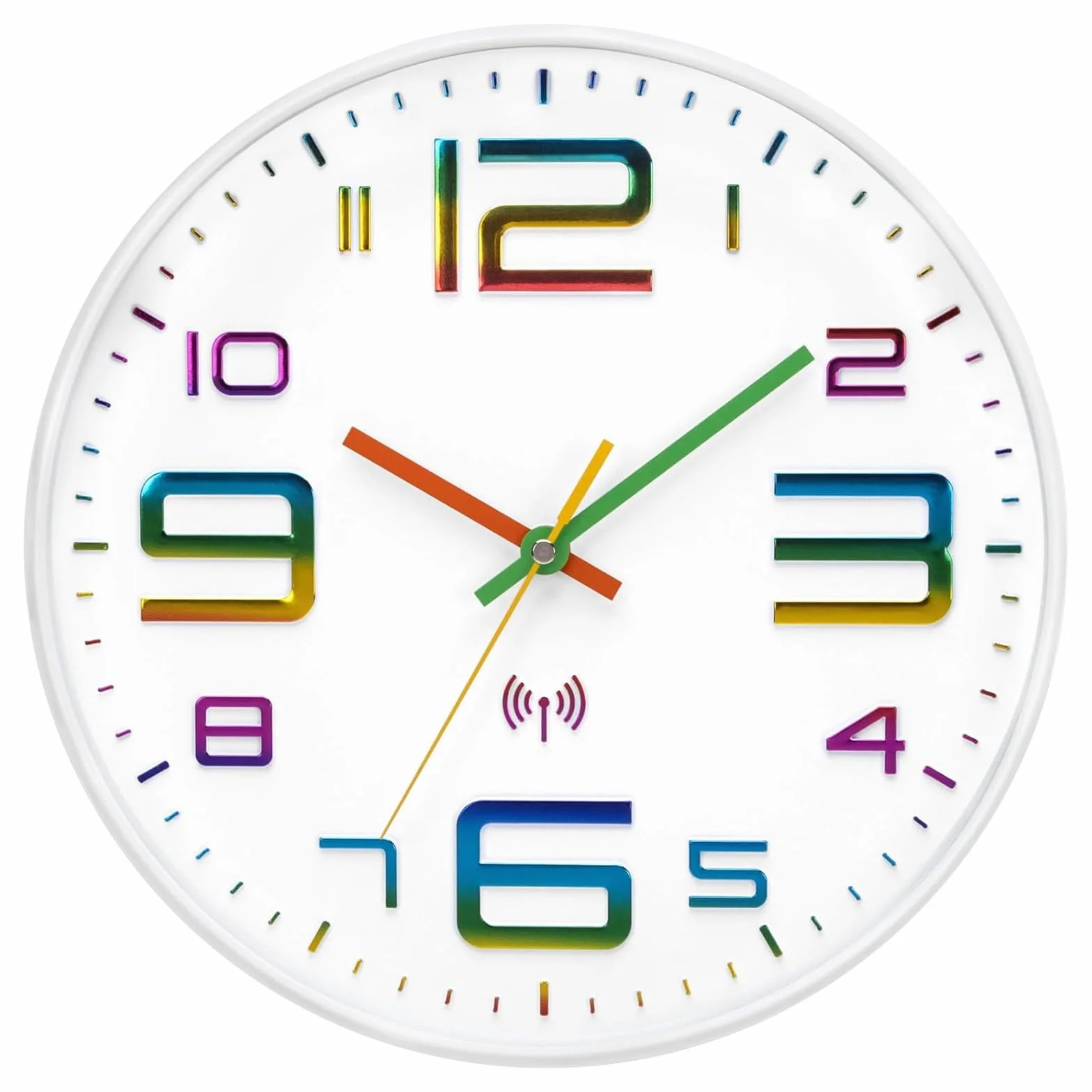 VIVILINEN Horloge Murale Radio Pilotée Silencieuse 30cm sans tic-tac Pendule à Grands Chiffres pour Chambre Cuisine Salon Automatique (Blanc)