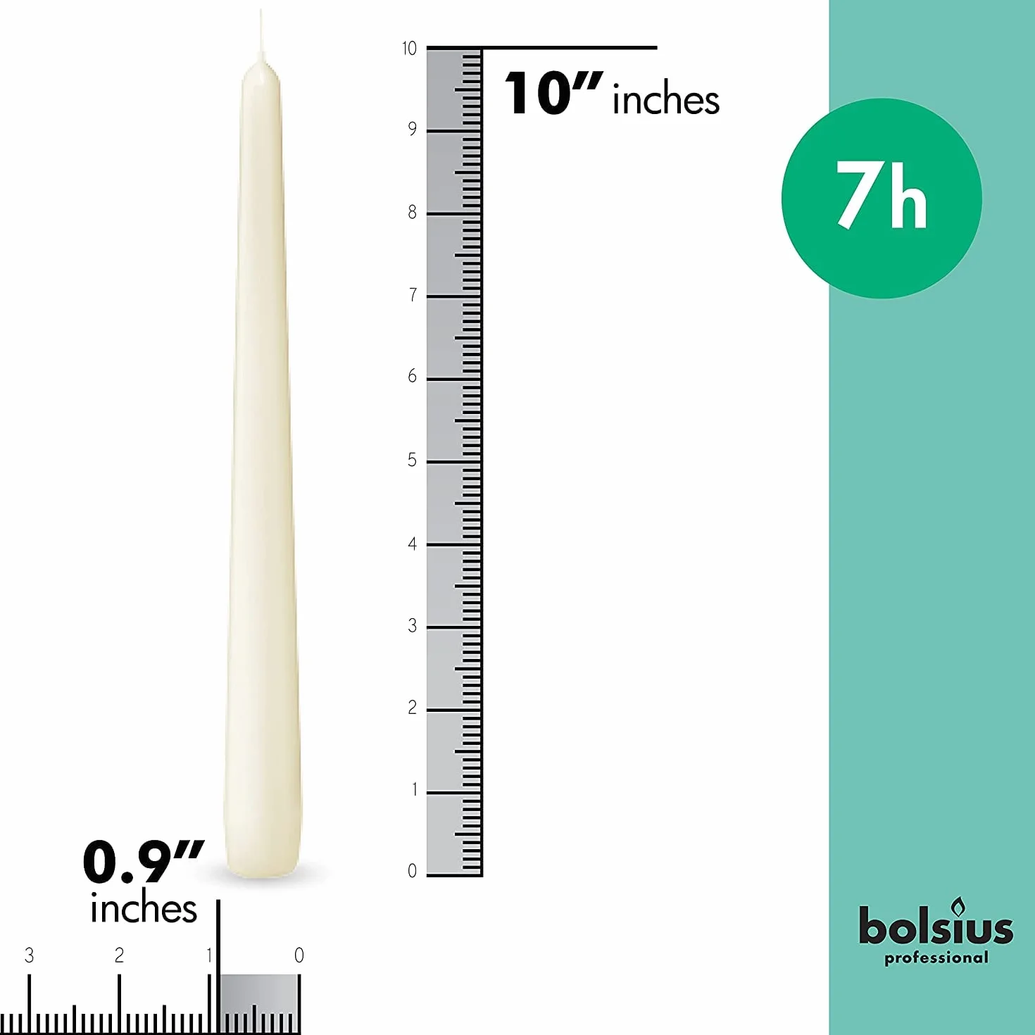 Bolsius Bougies coniques Ivoire 24,5 cm Durée de combustion 7 heures Sans goutte Boîte de 100