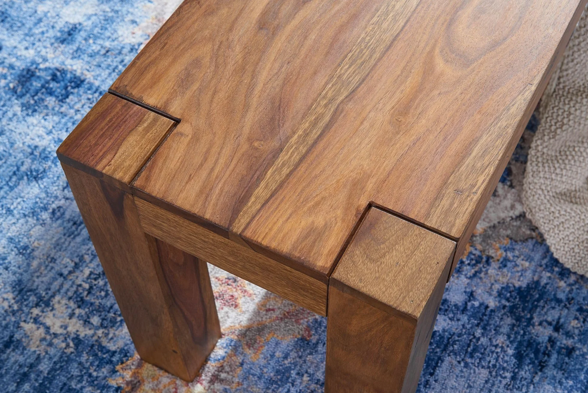 WOHNLING Banquette en Bois Massif Sheesham 160 x 45 x 35 cm Banc de Cuisine