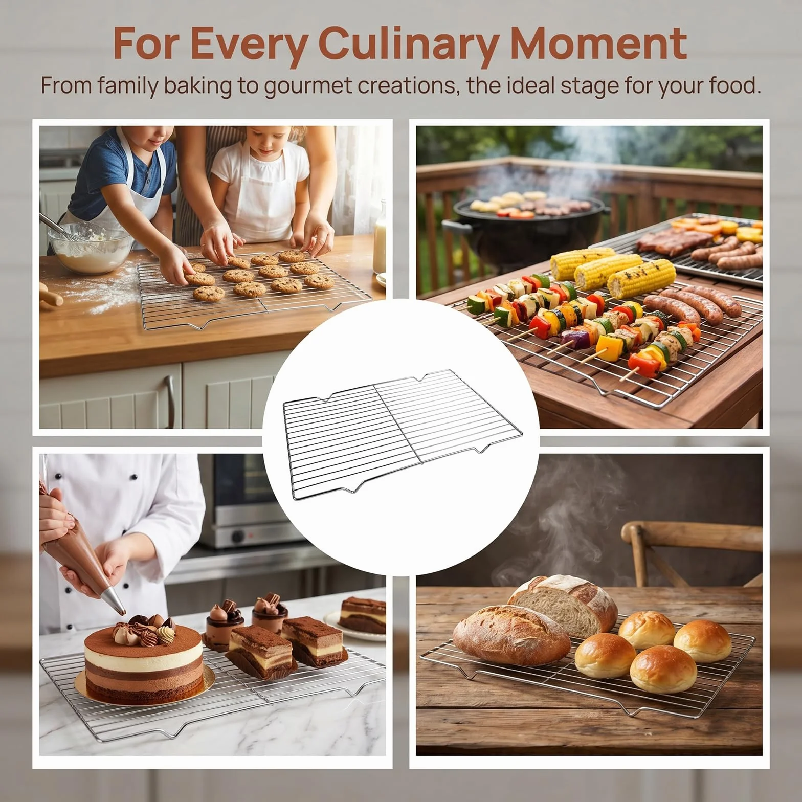 Grille de Refroidissement Pâtisserie 30×20.5cm Rectangulaire pour Cuisine et Gâteaux