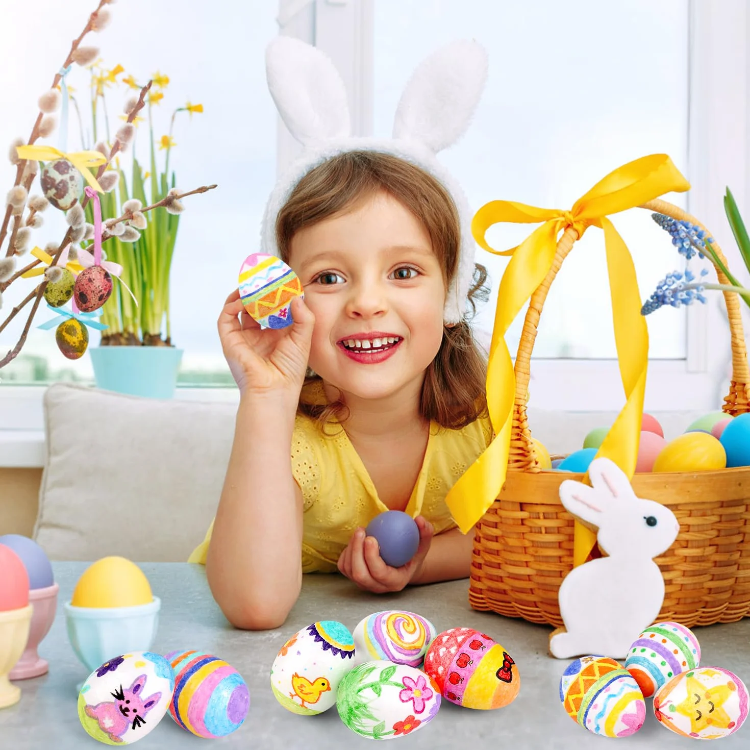 SULOLI Œufs de Pâques en Plastique 6cm Lot de 25 Décorations DIY