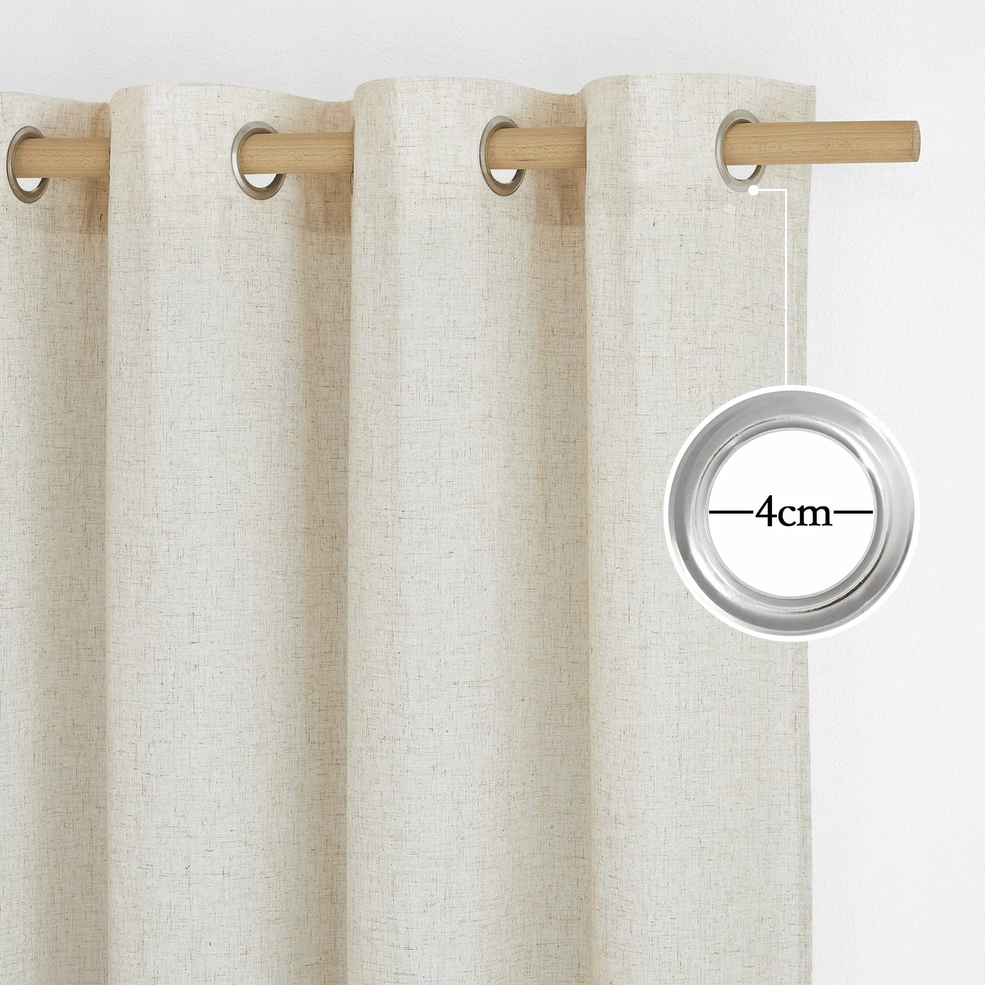 PONY DANCE Rideaux Lin Naturel à Oeillets 140x200 cm Beige Clair 2 Pcs
