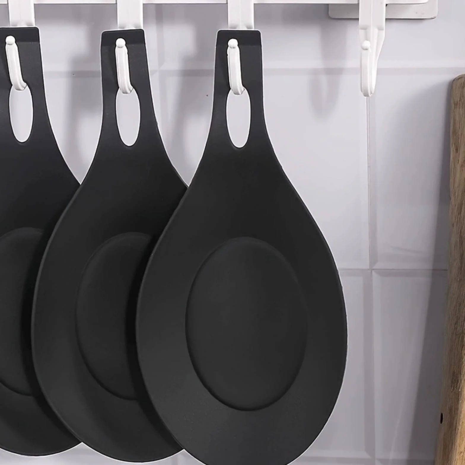 Repose Cuillère en Silicone, Porte Cuillère de Cuisine, Résistant à la Chaleur, pour Louches et Ustensiles (Noir)