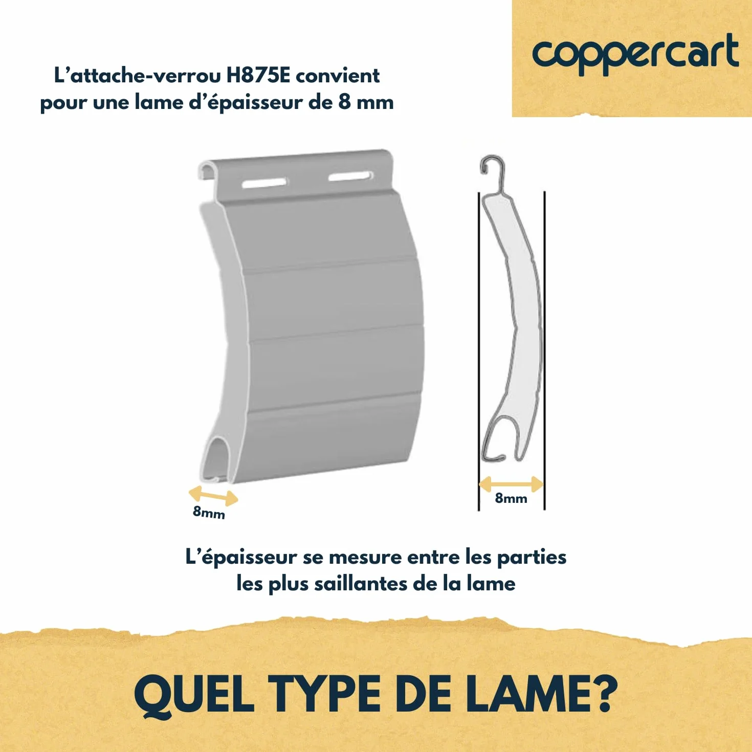 Attache Verrou Volet Roulant ZF Clicksur H875E Lot de 2 - Fixation Sécurisée Lame 8mm - Verrou Automatique Anti-Soulèvement