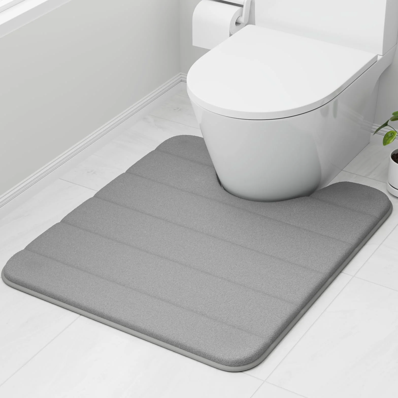 Tapis de toilette en mousse à mémoire de forme 50 x 60 cm gris antidérapant super absorbant