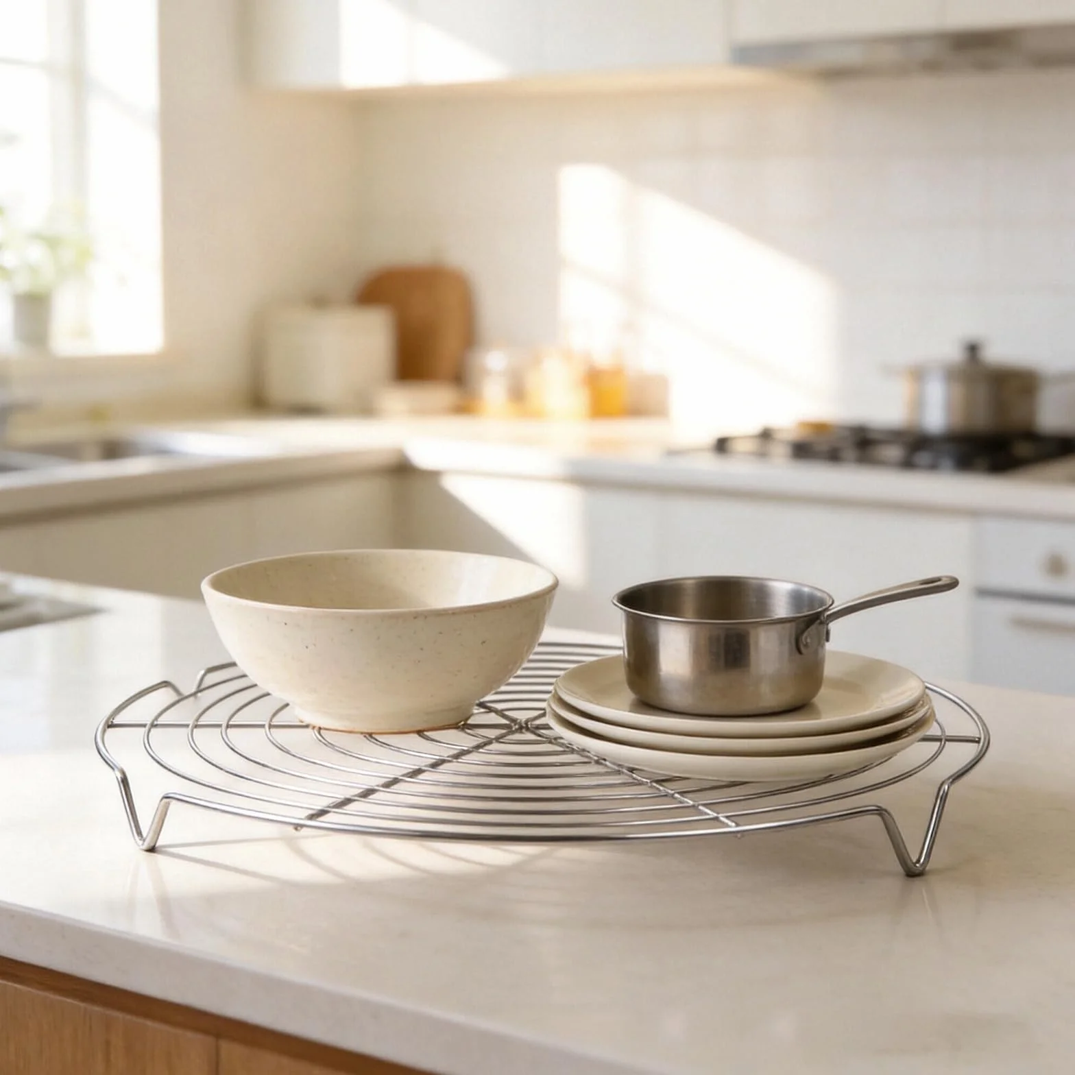 Grille de Refroidissement Ronde 2 Pièces pour Gâteau Argent