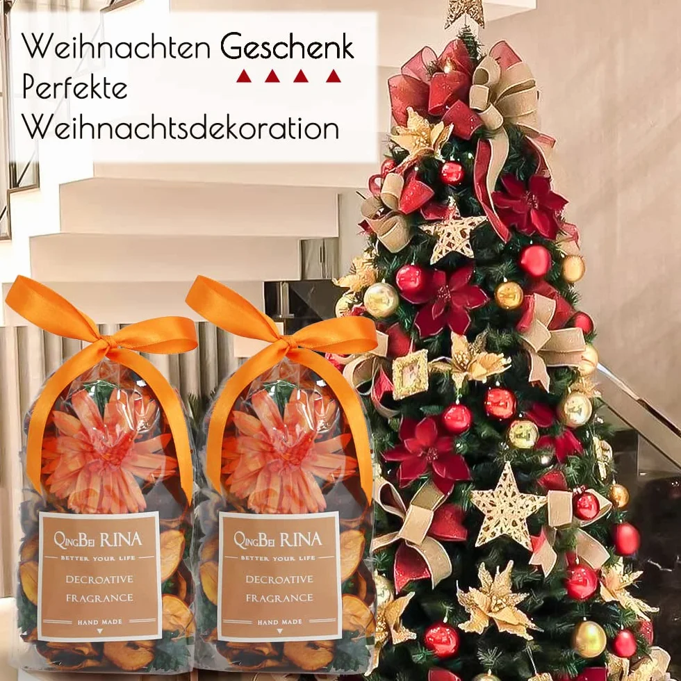 Qingbei Rina Pot Pourri Parfumé 90g Sachets Orange Fleurs Séchées pour Maison et Centre de Table