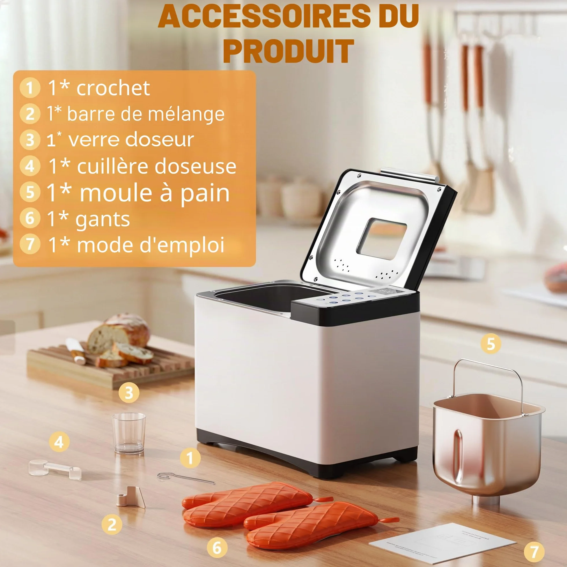 Machine à pain Karinear acier inoxydable 20 programmes départ différé 15h blanc