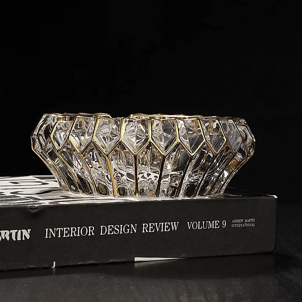 Bol décoratif en cristal doré peint à la main 14 cm