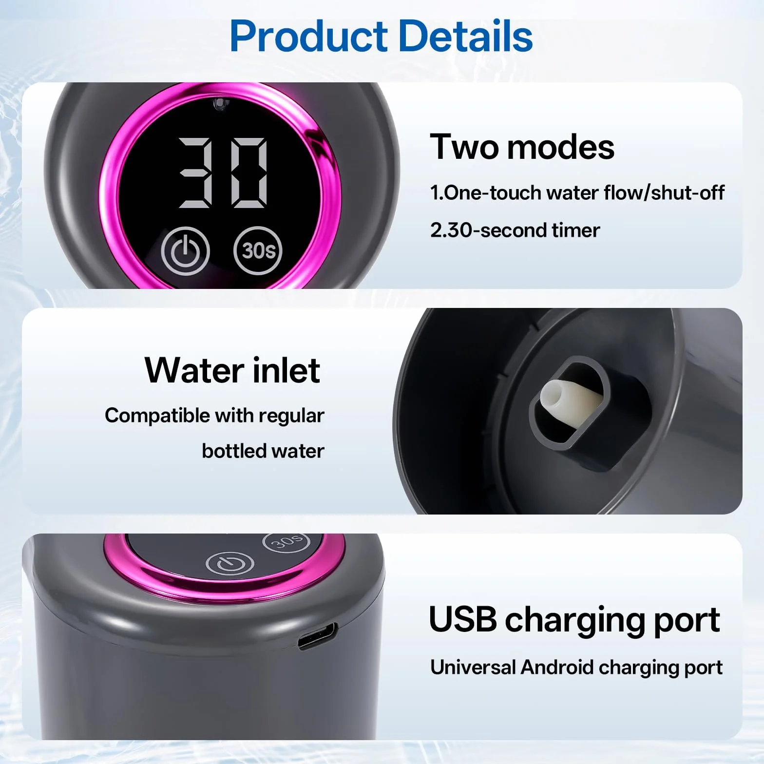 Distributeur d'eau Pompe à Eau Potable électrique 5 Gallons Robinet Rechargeable USB