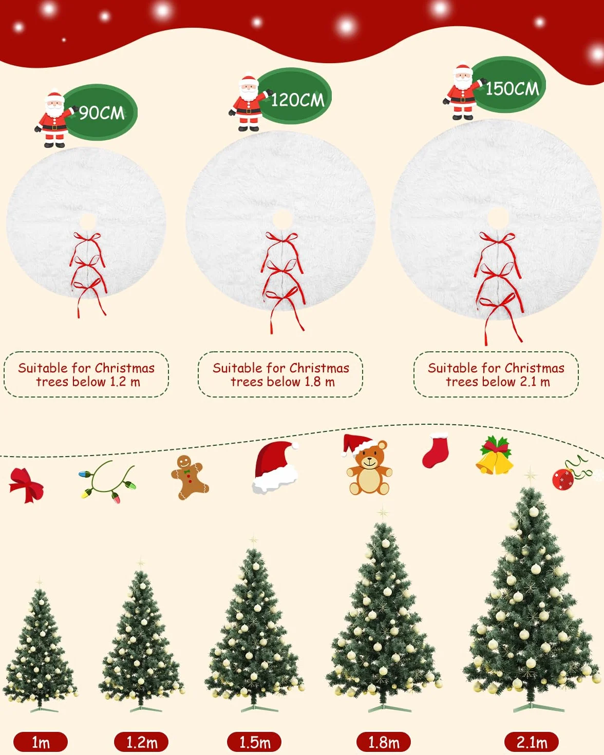 Jupe de Sapin de Noël Rond 120 cm Blanc Peluche