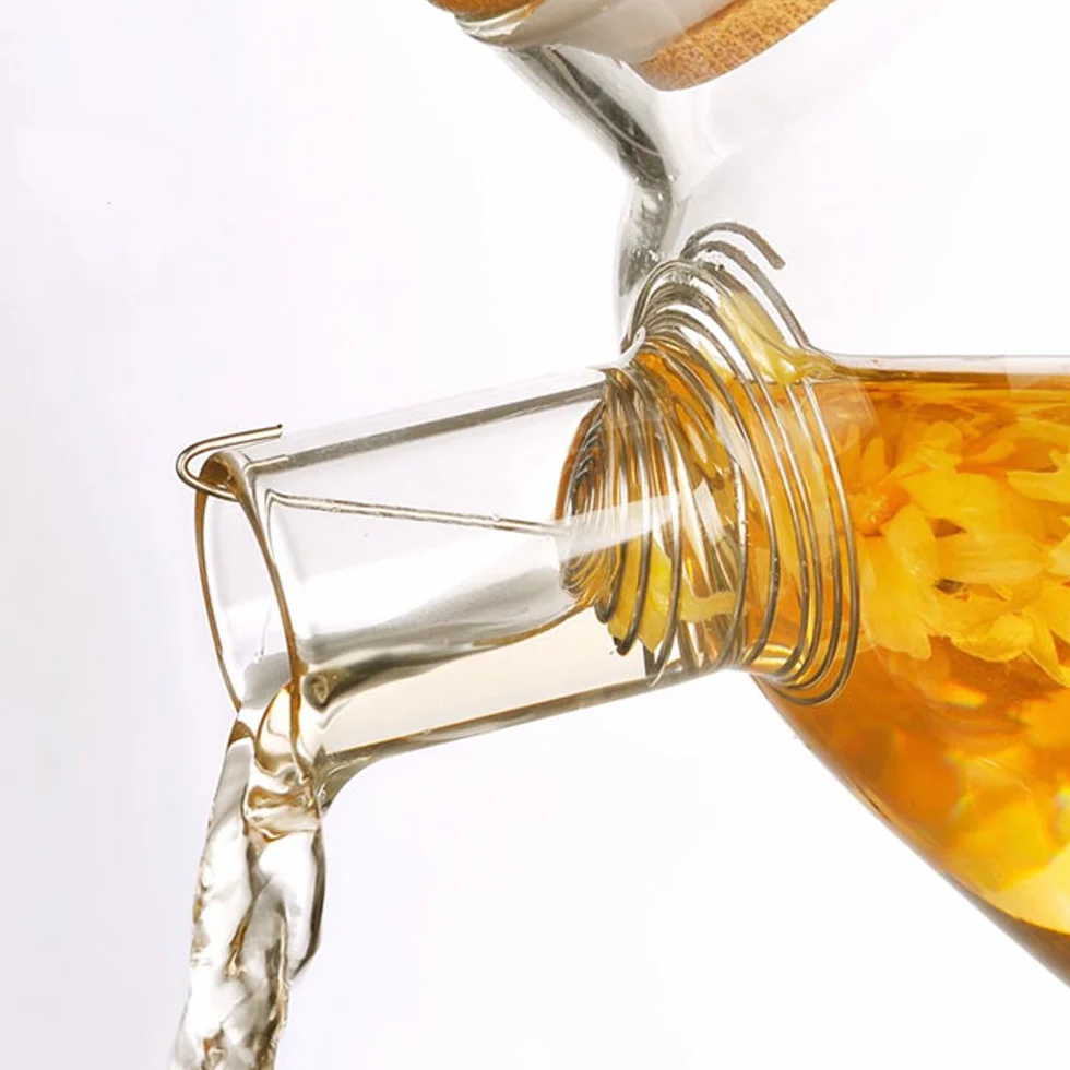 Théière en Verre Transparente 1500ML avec Filtre en Bambou et Acier Inoxydable