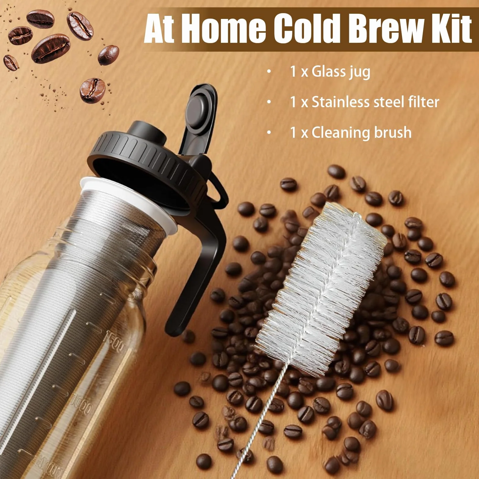Cafetière à infusion froide 2 L en acier inoxydable pour café glacé et thé glacé