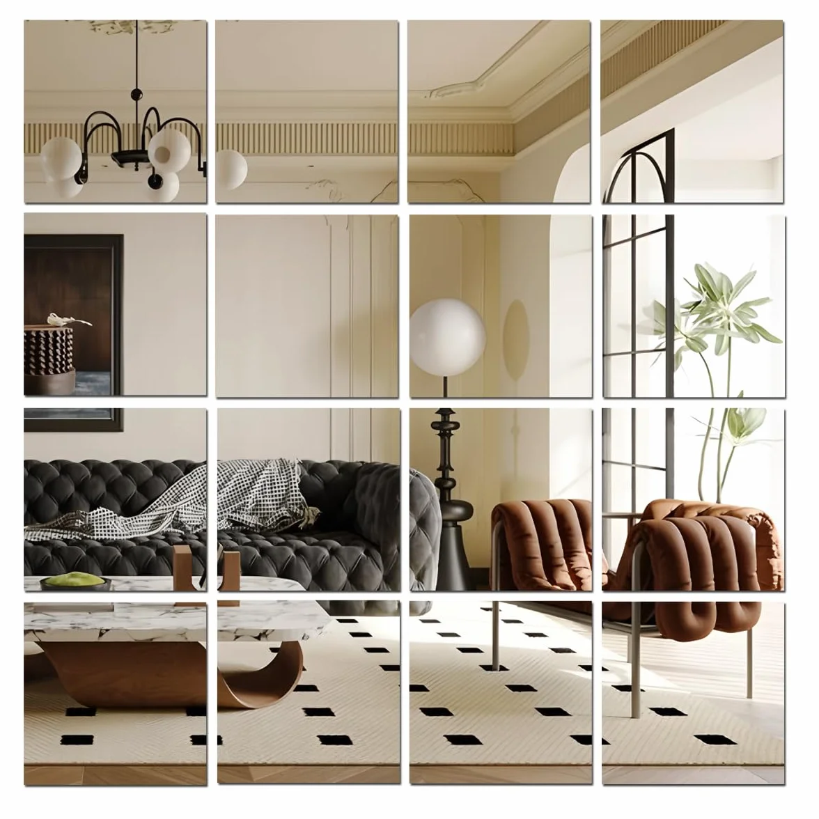 Autocollants en miroir acrylique HD pour murs, carreaux bricolage, miroir autocollant sans verre incassable (Lot de 10/16)