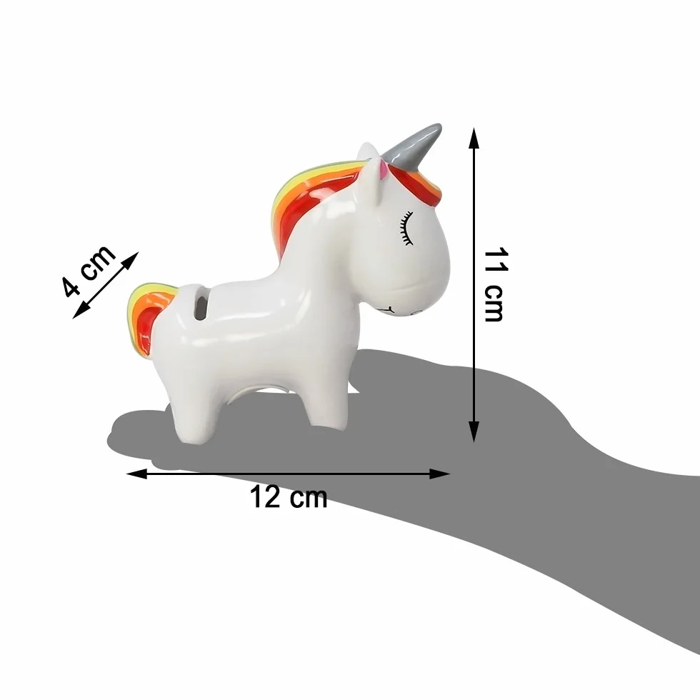 Tirelire en céramique Licorne Magique com-four® 2 pièces avec Fermeture en Caoutchouc