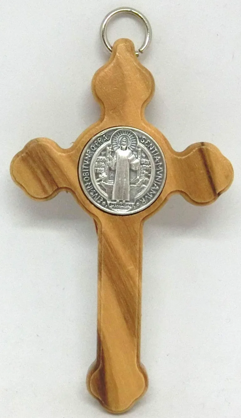 Croix de Saint Benoît en bois d'olivier GTBITALY 10.030.91 Taille 8 cm Décoration salon