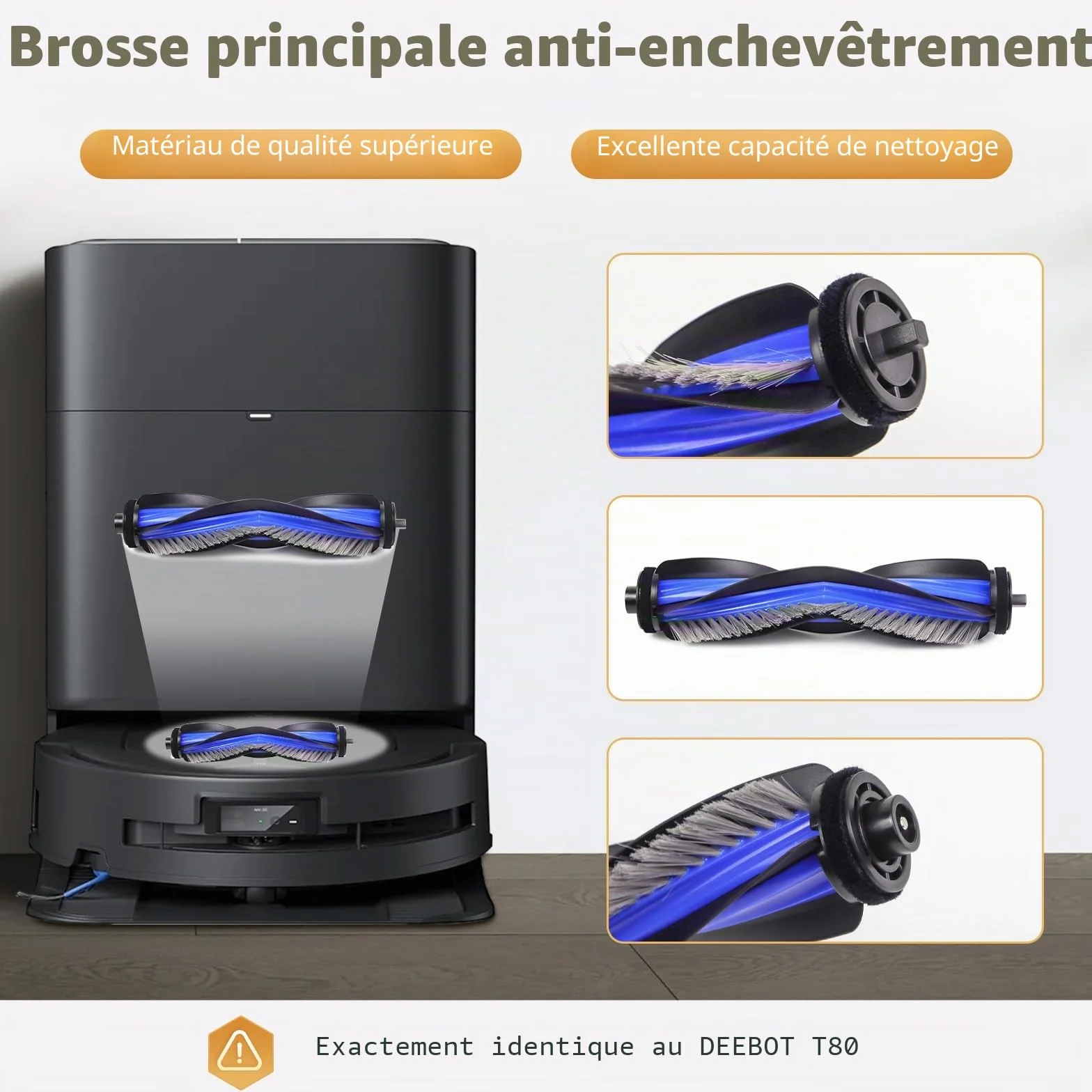 ECOVACS DEEBOT T80 OMNI Pièces de Rechange Robot Aspirateur, 1 Brosse Principale, 4 Filtres, 4 Brosses Latérales, 2 Rouleaux, 4 Sacs à Poussière